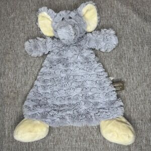 Demdaco Gray Elephant Rippled Faux Fur Plush Lovey Security Blanket